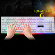 ZGB G20 1600 DPI Professional Wired Glowing Mechanical Feel Suspension Keyboard + Optical Mouse Kit for Laptop, PC(White)