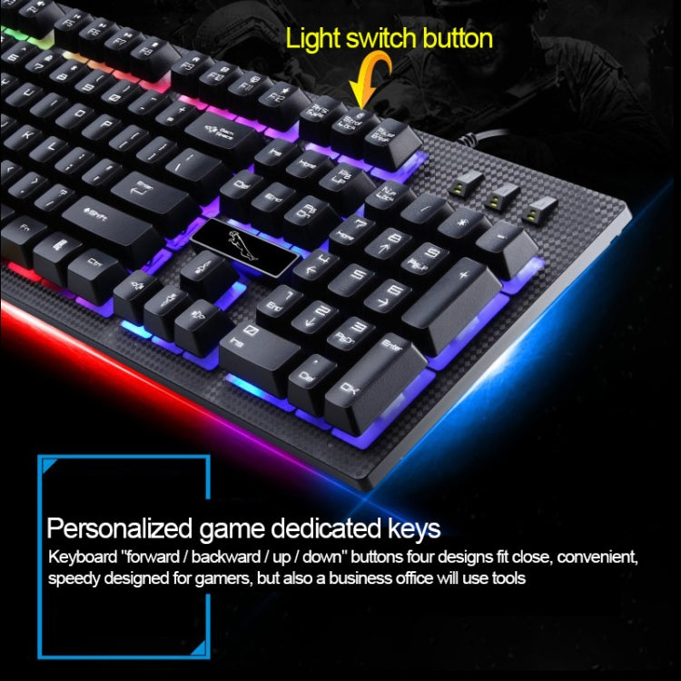 ZGB G20 1600 DPI Professional Wired Glowing Mechanical Feel Suspension Keyboard + Optical Mouse Kit for Laptop, PC(White)
