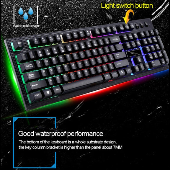 ZGB G20 1600 DPI Professional Wired Glowing Mechanical Feel Suspension Keyboard + Optical Mouse Kit for Laptop, PC(White)