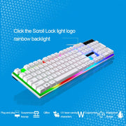 ZGB G21 1600 DPI Professional Wired Colorful Backlight Mechanical Feel Suspension Keyboard + Optical Mouse Kit for Laptop, PC(White)
