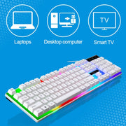 ZGB G21 1600 DPI Professional Wired Colorful Backlight Mechanical Feel Suspension Keyboard + Optical Mouse Kit for Laptop, PC(White)