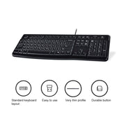 Logitech K120 USB Water-resistant Splash Wired Keyboard for Desktop Computers / Laptops(Black)