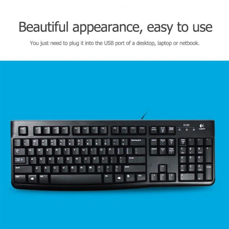 Logitech K120 USB Water-resistant Splash Wired Keyboard for Desktop Computers / Laptops(Black)