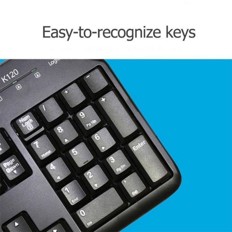Logitech K120 USB Water-resistant Splash Wired Keyboard for Desktop Computers / Laptops(Black)