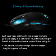 Logitech G102 6-keys RGB Glowing 6000DPI Five-speed Adjustable Wired Optical Gaming Mouse, Length: 2m (Black)