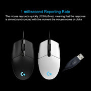 Logitech G102 6-keys RGB Glowing 6000DPI Five-speed Adjustable Wired Optical Gaming Mouse, Length: 2m (Black)