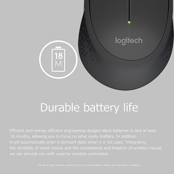 Logitech M280 2.4GHz 3-keys 1000DPI Wireless Optical Mouse, Wireless Range: 10m(Black)