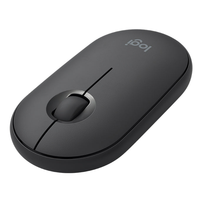 Logitech Pebble Cobblestone Shape Thin 3-keys 1000DPI Mute Wireless Bluetooth Optical Mouse, Wireless Range: 10m (Black)
