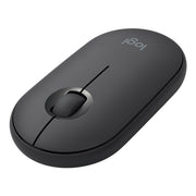 Logitech Pebble Cobblestone Shape Thin 3-keys 1000DPI Mute Wireless Bluetooth Optical Mouse, Wireless Range: 10m (Black)