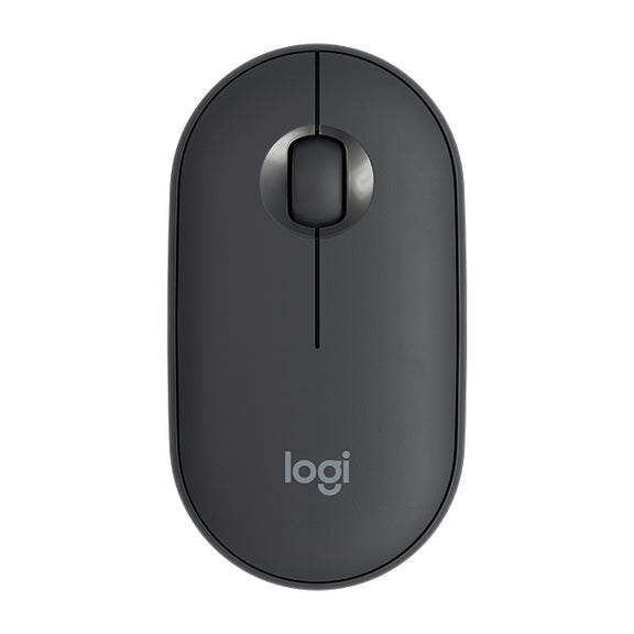 Logitech Pebble Cobblestone Shape Thin 3-keys 1000DPI Mute Wireless Bluetooth Optical Mouse, Wireless Range: 10m (Black)