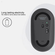 Logitech Pebble Cobblestone Shape Thin 3-keys 1000DPI Mute Wireless Bluetooth Optical Mouse, Wireless Range: 10m (Black)