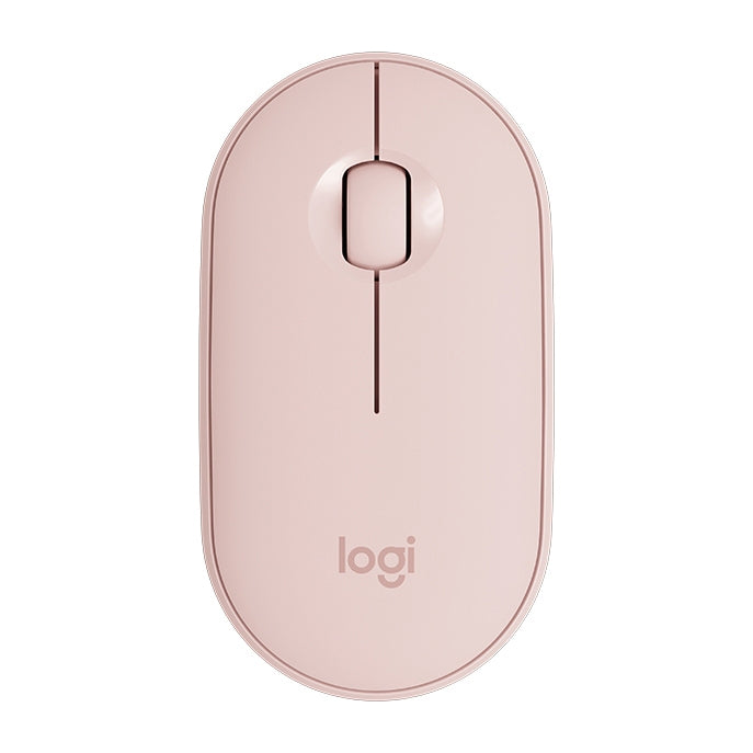 Logitech Pebble Cobblestone Shape Thin 3-keys 1000DPI Mute Wireless Bluetooth Optical Mouse, Wireless Range: 10m (Pink)