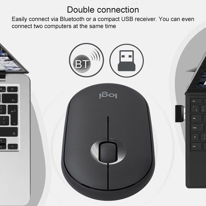 Logitech Pebble Cobblestone Shape Thin 3-keys 1000DPI Mute Wireless Bluetooth Optical Mouse, Wireless Range: 10m (Pink)