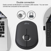 Logitech Pebble Cobblestone Shape Thin 3-keys 1000DPI Mute Wireless Bluetooth Optical Mouse, Wireless Range: 10m (Pink)