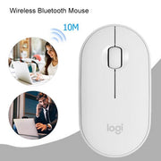 Logitech Pebble Cobblestone Shape Thin 3-keys 1000DPI Mute Wireless Bluetooth Optical Mouse, Wireless Range: 10m (Pink)