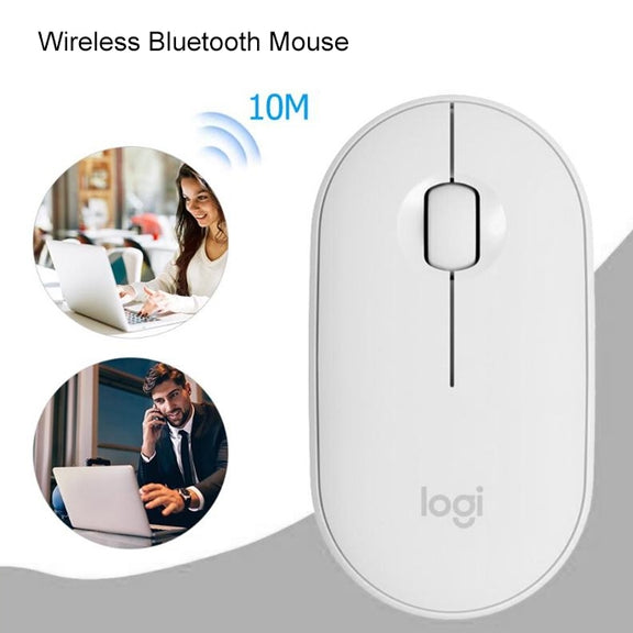 Logitech Pebble Cobblestone Shape Thin 3-keys 1000DPI Mute Wireless Bluetooth Optical Mouse, Wireless Range: 10m (Pink)