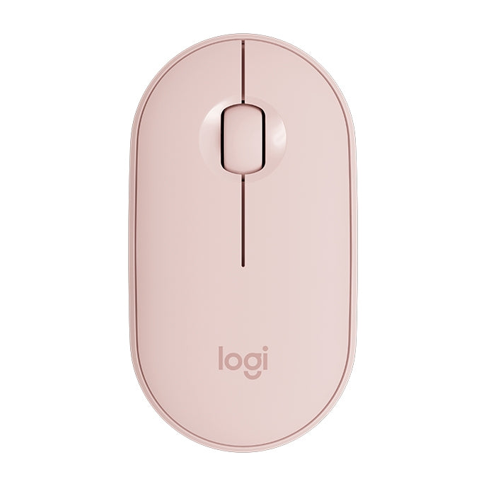 Logitech Pebble Cobblestone Shape Thin 3-keys 1000DPI Mute Wireless Bluetooth Optical Mouse, Wireless Range: 10m (Pink)