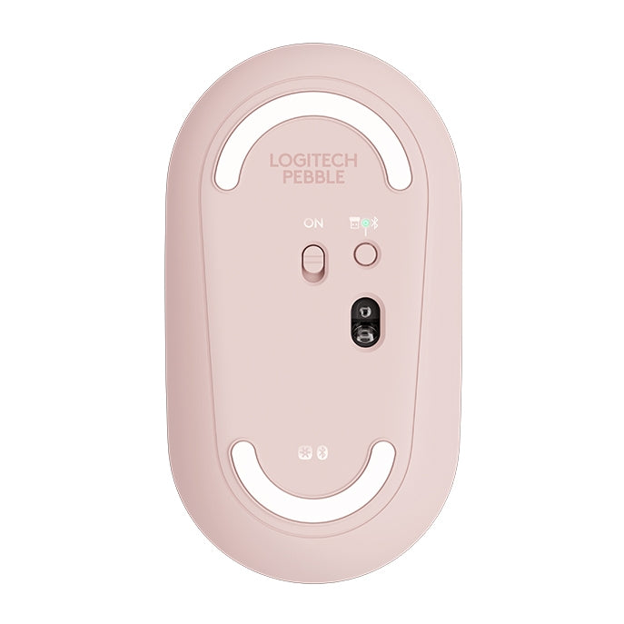 Logitech Pebble Cobblestone Shape Thin 3-keys 1000DPI Mute Wireless Bluetooth Optical Mouse, Wireless Range: 10m (Pink)
