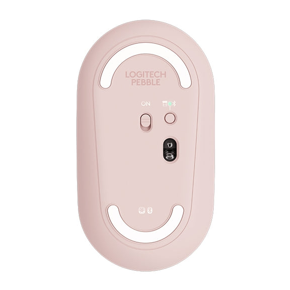 Logitech Pebble Cobblestone Shape Thin 3-keys 1000DPI Mute Wireless Bluetooth Optical Mouse, Wireless Range: 10m (Pink)