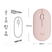 Logitech Pebble Cobblestone Shape Thin 3-keys 1000DPI Mute Wireless Bluetooth Optical Mouse, Wireless Range: 10m (Pink)