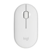 Logitech Pebble Cobblestone Shape Thin 3-keys 1000DPI Mute Wireless Bluetooth Optical Mouse, Wireless Range: 10m (White)