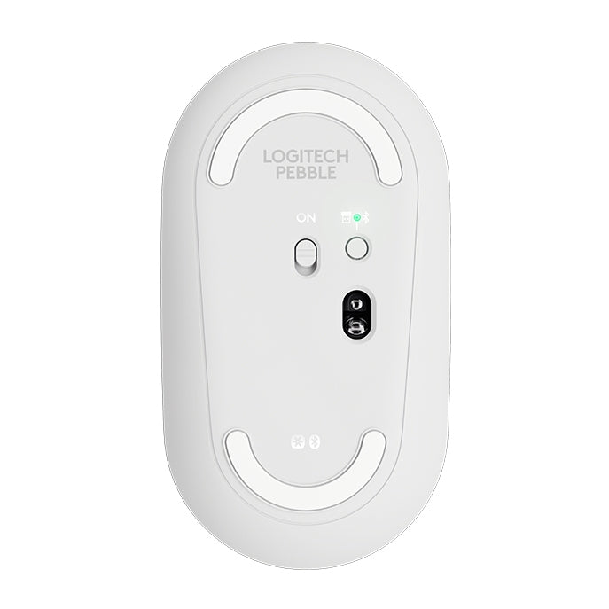 Logitech Pebble Cobblestone Shape Thin 3-keys 1000DPI Mute Wireless Bluetooth Optical Mouse, Wireless Range: 10m (White)