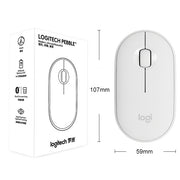 Logitech Pebble Cobblestone Shape Thin 3-keys 1000DPI Mute Wireless Bluetooth Optical Mouse, Wireless Range: 10m (White)