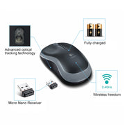 Logitech M185 2.4GHz 3-keys 1000DPI Wireless Optical Mouse, Wireless Range: 10m (Blue)