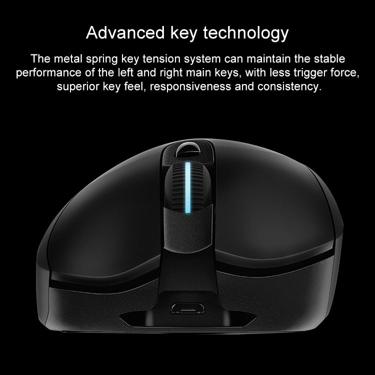 Logitech G703 LIGHTSPEED 16000 DPI 6 Programmable Buttons HERO 16K Sensor RGB Backlight Wireless Optical Gaming Mouse(Black)