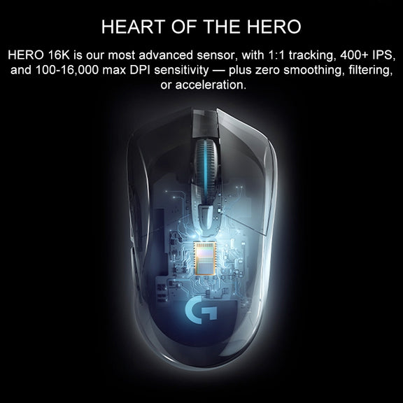 Logitech G703 LIGHTSPEED 16000 DPI 6 Programmable Buttons HERO 16K Sensor RGB Backlight Wireless Optical Gaming Mouse(Black)