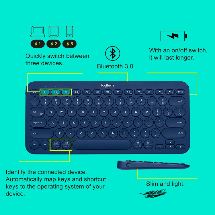 Logitech K380 Portable Multi-Device Wireless Bluetooth Keyboard(Black)