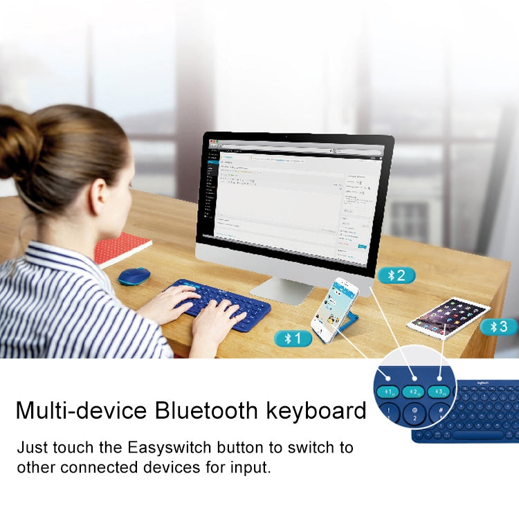 Logitech K380 Portable Multi-Device Wireless Bluetooth Keyboard (Blue)