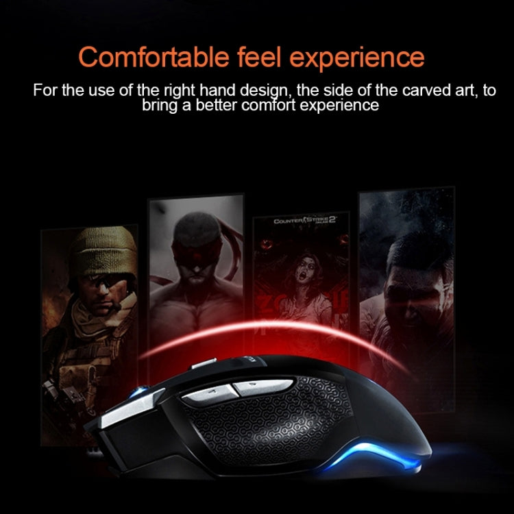 AULA Series SoulKiller II Colourful Light 7D Optical Competitive USB Wired Game Mouse, Maximum Resolution of 3500 DPI(Black)