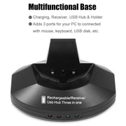 MZ-011 2.4GHz 1600DPI Wireless Rechargeable Optical Mouse with HUB Function(Blue)