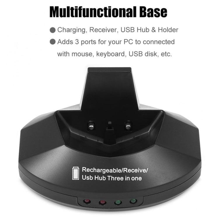 MZ-011 2.4GHz 1600DPI Wireless Rechargeable Optical Mouse with HUB Function(Blue)