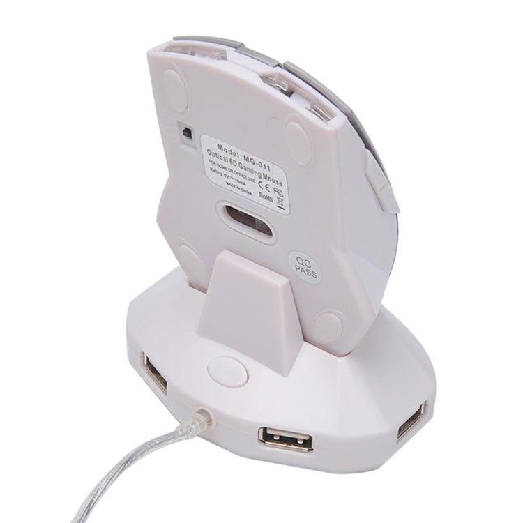 MZ-011 2.4GHz 1600DPI Wireless Rechargeable Optical Mouse with HUB Function(Silver)