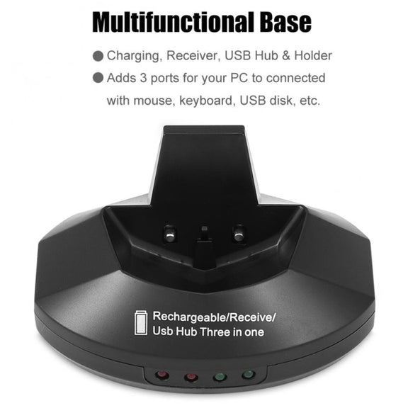 MZ-011 2.4GHz 1600DPI Wireless Rechargeable Optical Mouse with HUB Function(Silver)