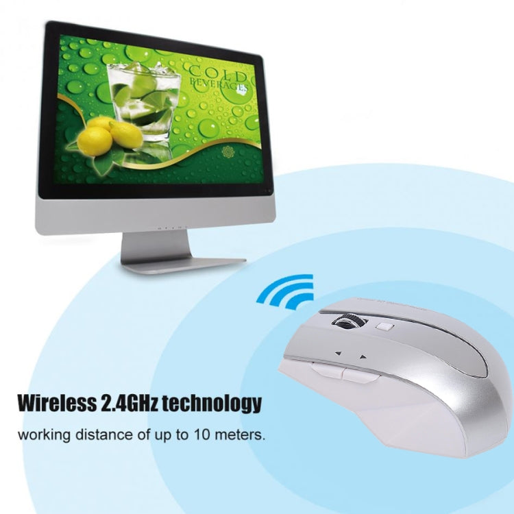MZ-011 2.4GHz 1600DPI Wireless Rechargeable Optical Mouse with HUB Function(Silver)