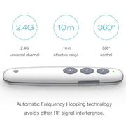 Doosl DSIT007 2.4GHz Rechargeable Powerpoint Presentation Wireless Cliker Remote Control Pen, Control Distance: 10m(White)