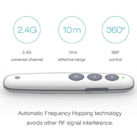 Doosl DSIT007 2.4GHz Rechargeable Powerpoint Presentation Wireless Cliker Remote Control Pen, Control Distance: 10m(White)