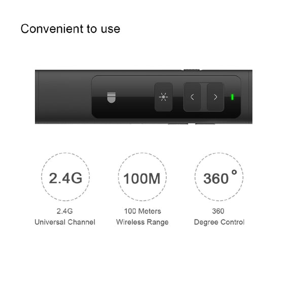Doosl DSIT013 2.4GHz Rechargeable PowerPoint Presentation Remote Control Multi-functional Laser Pointer for PowerPoint / Keynote / Prezi, Control Distance: 100m(Black)