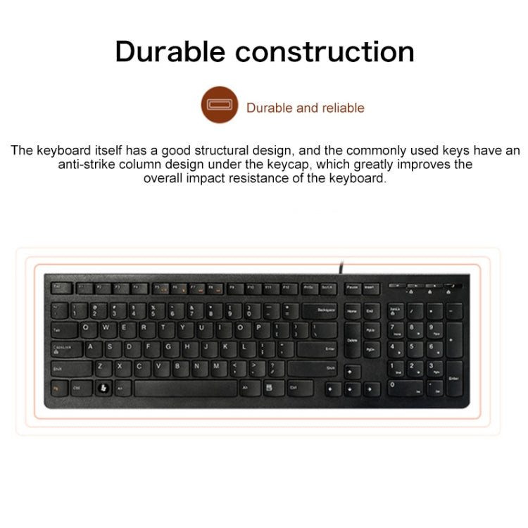Lenovo K5819 Office Simple Ultra-thin Wired Keyboard (Black)