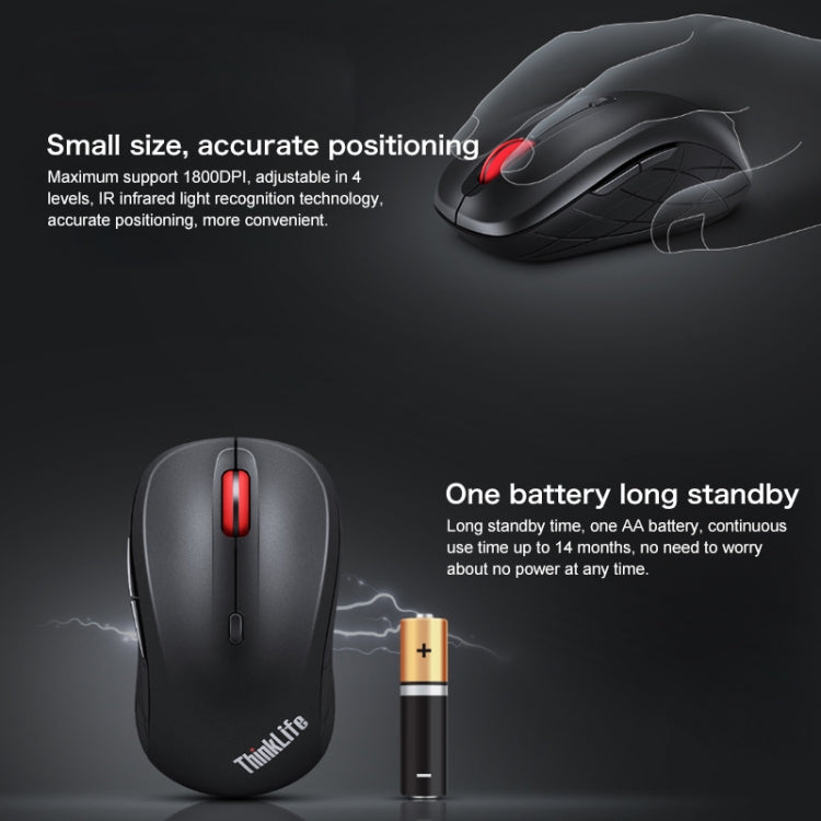 Lenovo ThinkLife Dual Mode Mute Wireless Bluetooth Mouse (Black)