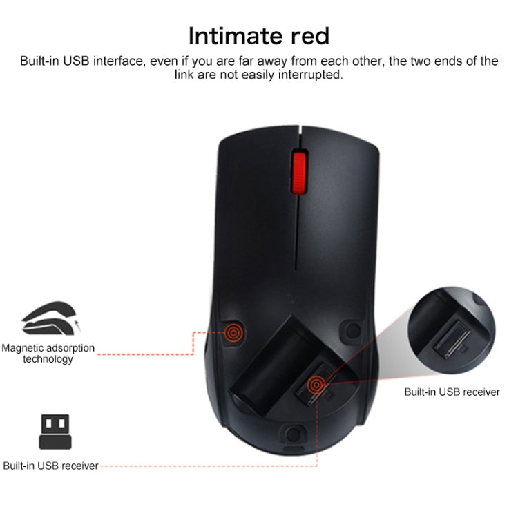 Lenovo M120 Pro Fashion Office Red Dot Wireless Mouse (Black)