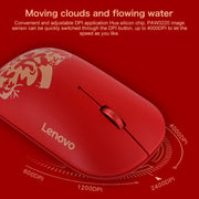 Lenovo Air Handle Lightweight Portable Mute Wireless Mouse, Blessing Mouse Version (Red)
