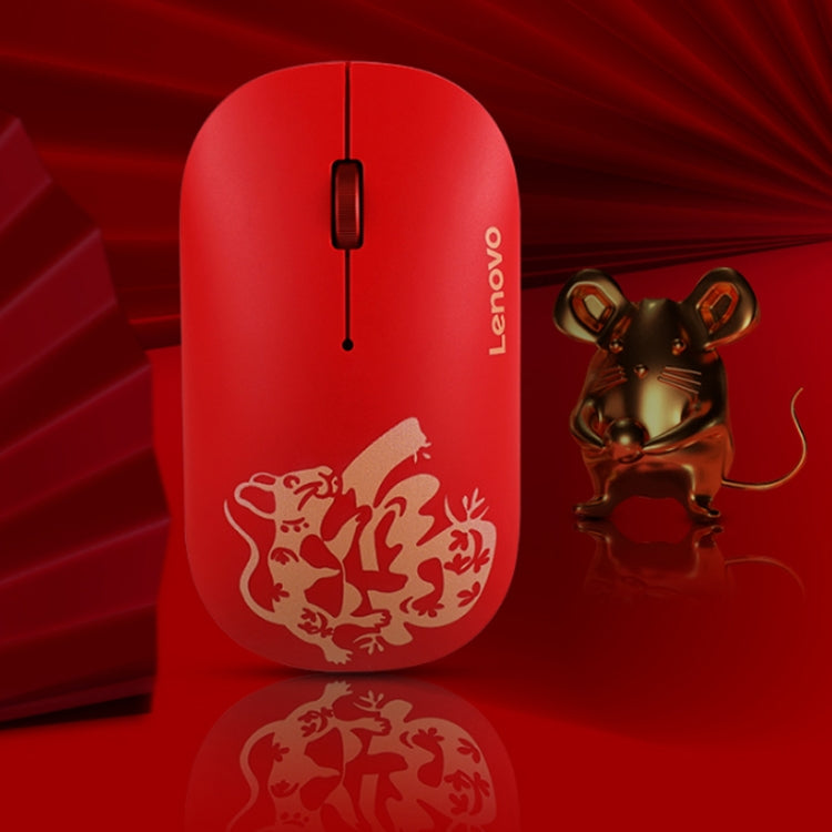 Lenovo Air Handle Lightweight Portable Mute Wireless Mouse, Blessing Mouse Version (Red)