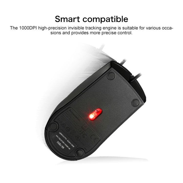 Lenovo M120 Pro Fashion Office Red Dot Wired Mouse (Black)