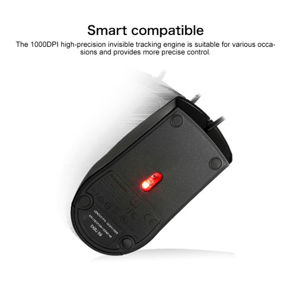 Lenovo M120 Pro Fashion Office Red Dot Wired Mouse (Black)