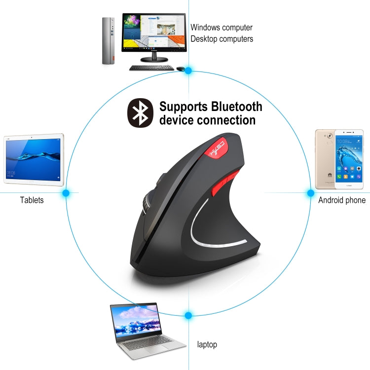HXSJ T29 Bluetooth 3.0 Wireless Bluetooth 6-Keys 2400 DPI Adjustable Ergonomics Optical Vertical Mouse(Grey)