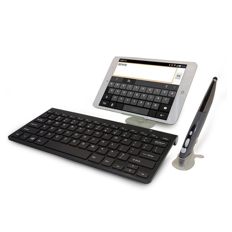 KM-909 2.4GHz Wireless Multimedia Keyboard + Wireless Optical Pen Mouse with USB Receiver Set for Computer PC Laptop, Random Pen Mouse Color Delivery(Black)